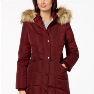 NWT Jones New York Faux Fur Trim Hooded Puffer Coat - Size XXL